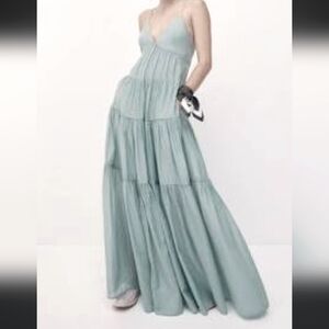 Mustard Seed sky blue long tiered oversized super long maxi dress